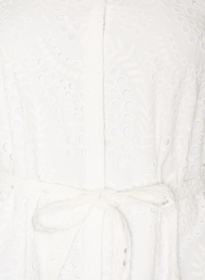 Hemdblusenkleid aus Broderie Anglaise mit Bindeg&uuml;rtel, Wei&szlig;, Packshot image number 2