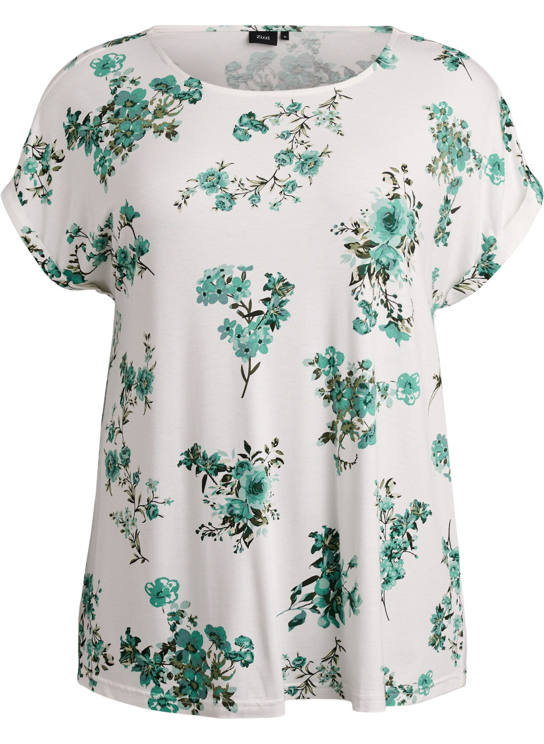Zizzi T-Shirt mit Blumenprint, Wei&szlig;, Packshot image number 0