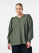 Blouse en viscose avec smock et détails froncés, Vert, Model image number 0