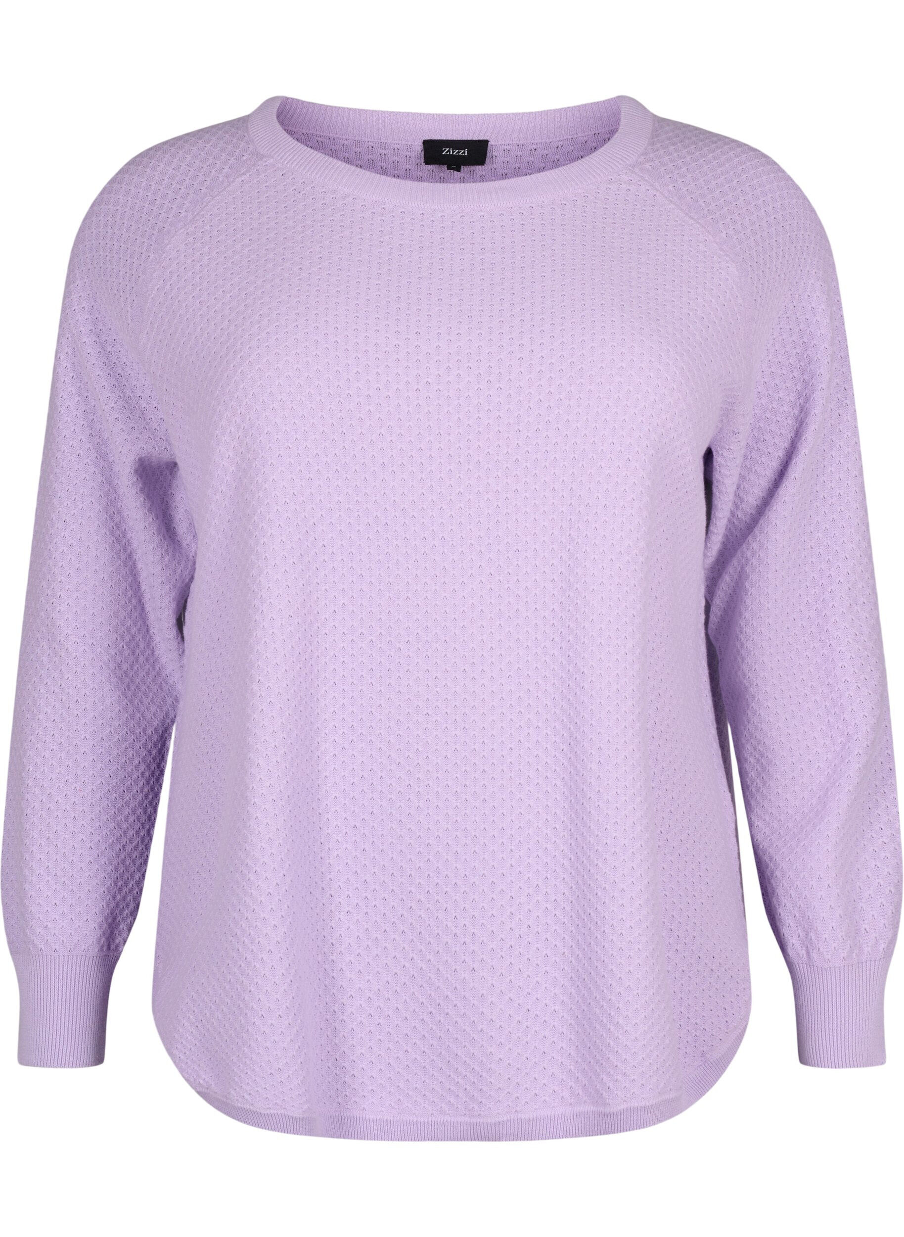 Zizzi Pullover aus Bio-Baumwolle mit Strukturmuster, Lavender, Packshot image number 0