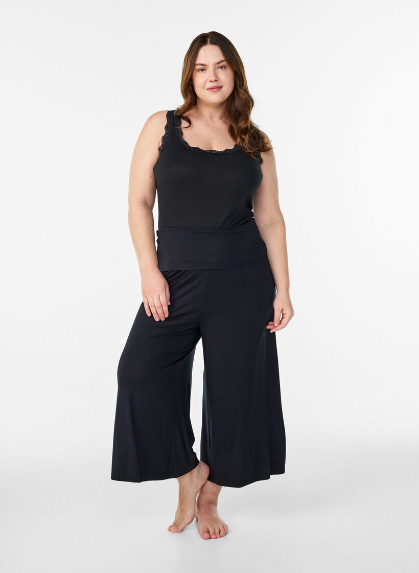 Jupe-culotte taille haute en jersey, Noir, Model image number 0
