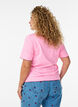 T-shirt en coton avec bords ondul&eacute;s contrastants, Rose, Model image number 2