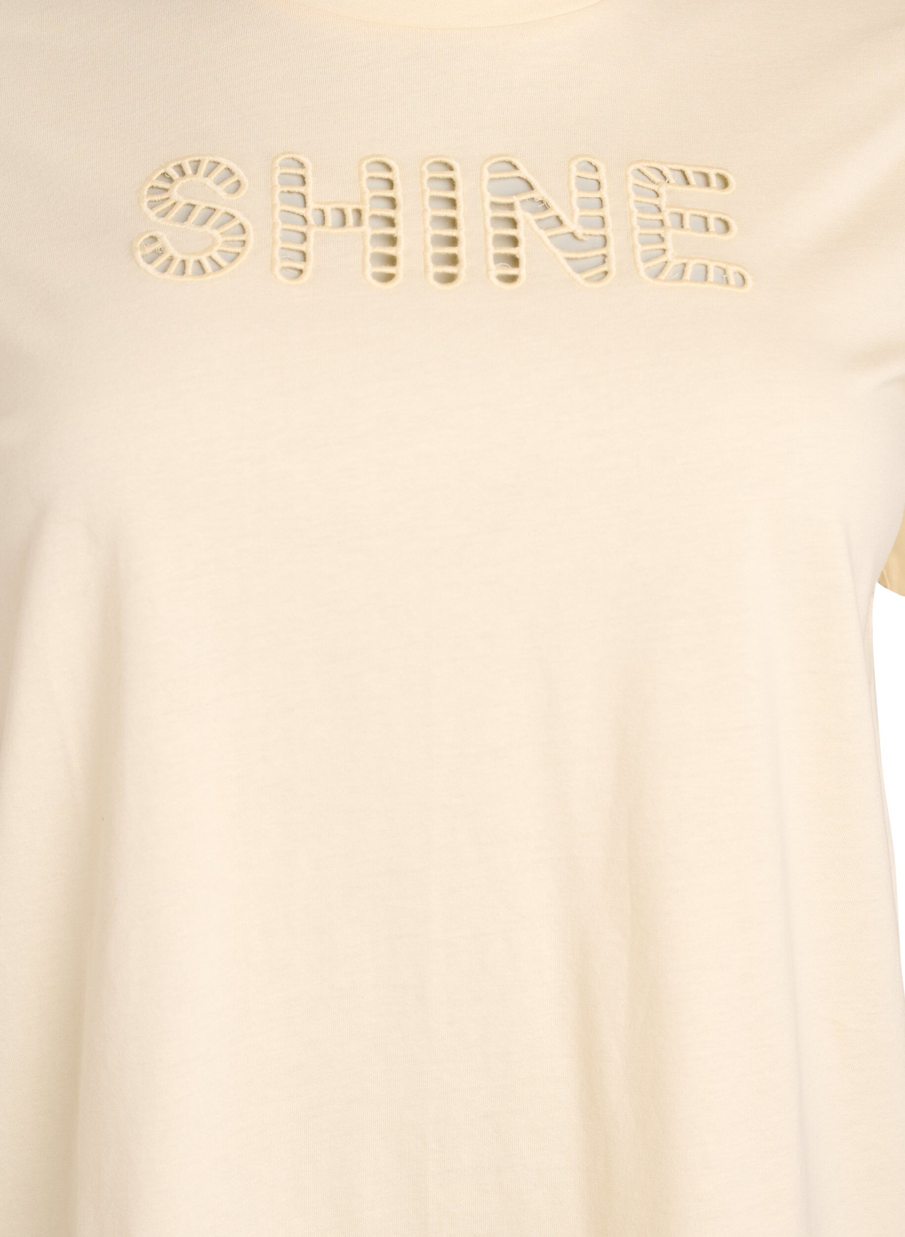 Zizzi T-shirt en coton avec texte brod&eacute;, Jaune clair, Packshot image number 2
