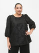 Blouse jacquard avec manches 3/4, Black, Model image number 0