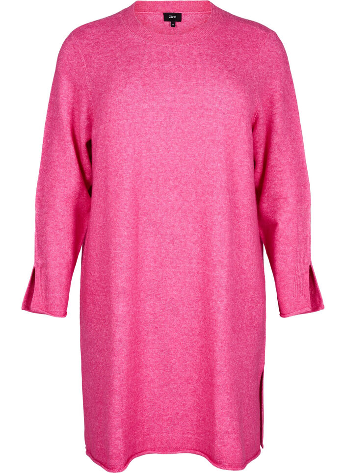 Robe en tricot avec des fentes, Raspberry Rose Mel., Packshot image number 0