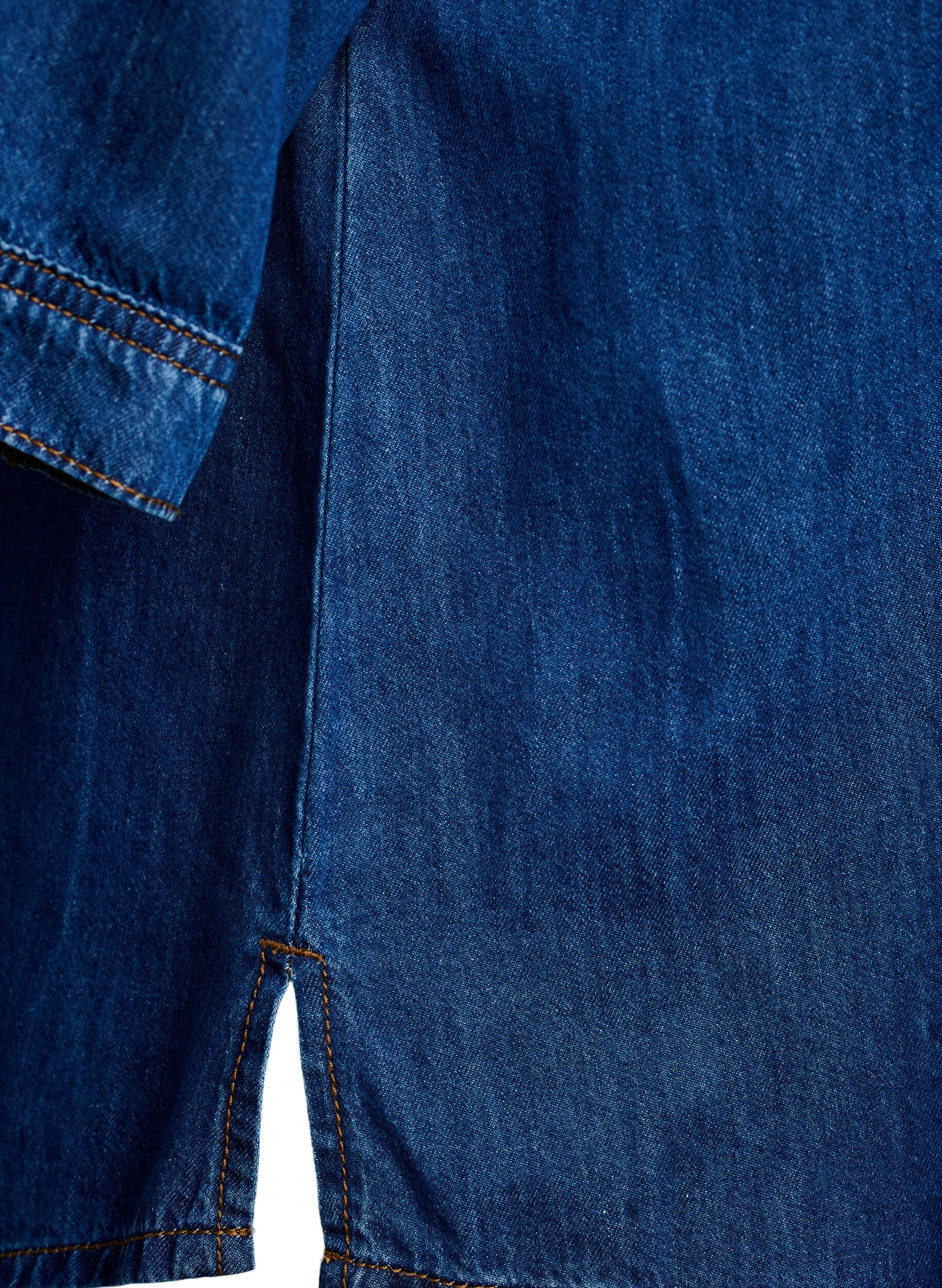 ZizziJeansbluse mit Brusttasche und ellenbogenlangen &Auml;rmeln, Blau, Packshot image number 3