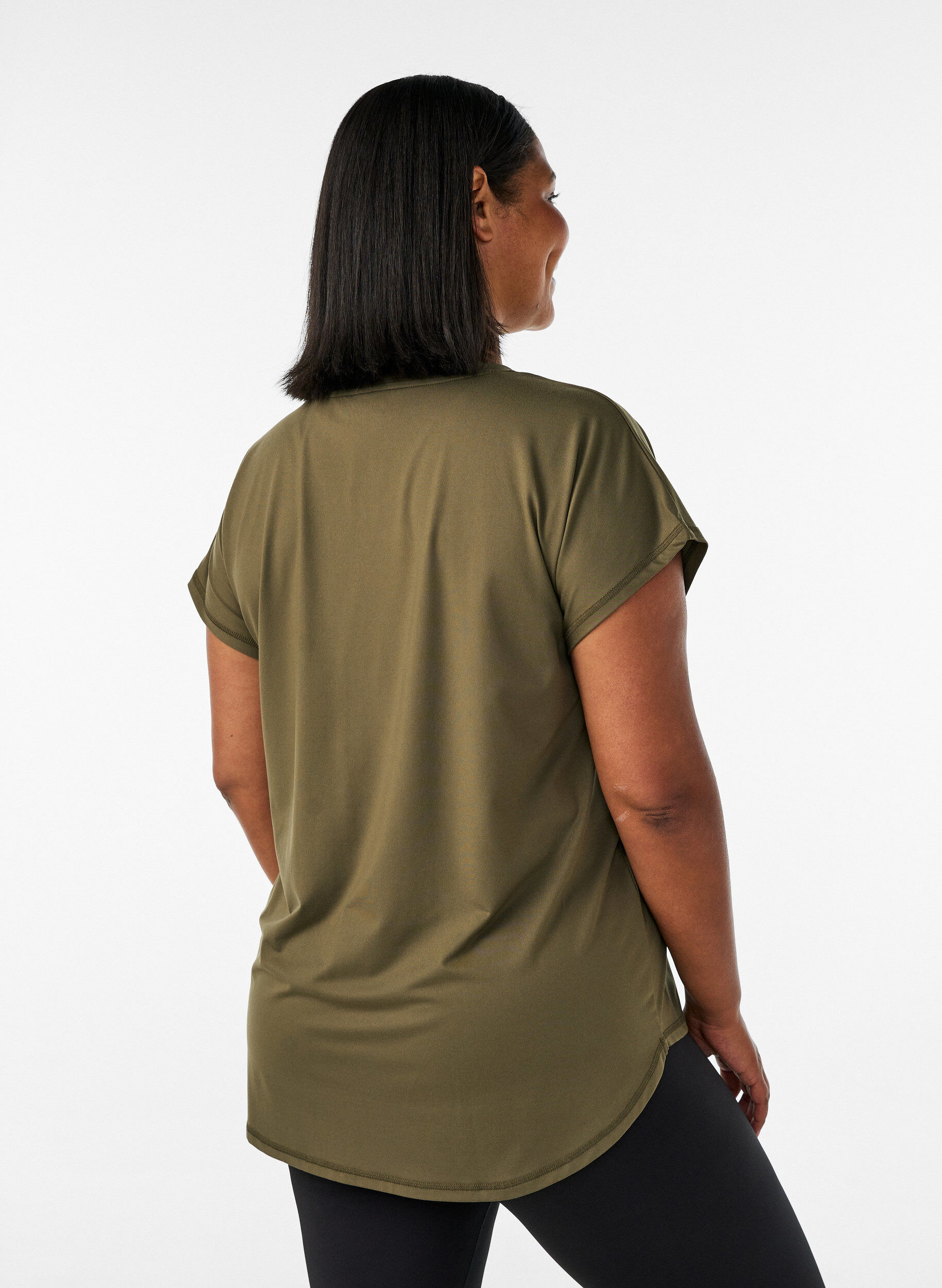 ZizziT-shirt de sport &agrave; manches courtes avec col en V, Vert, Model image number 2