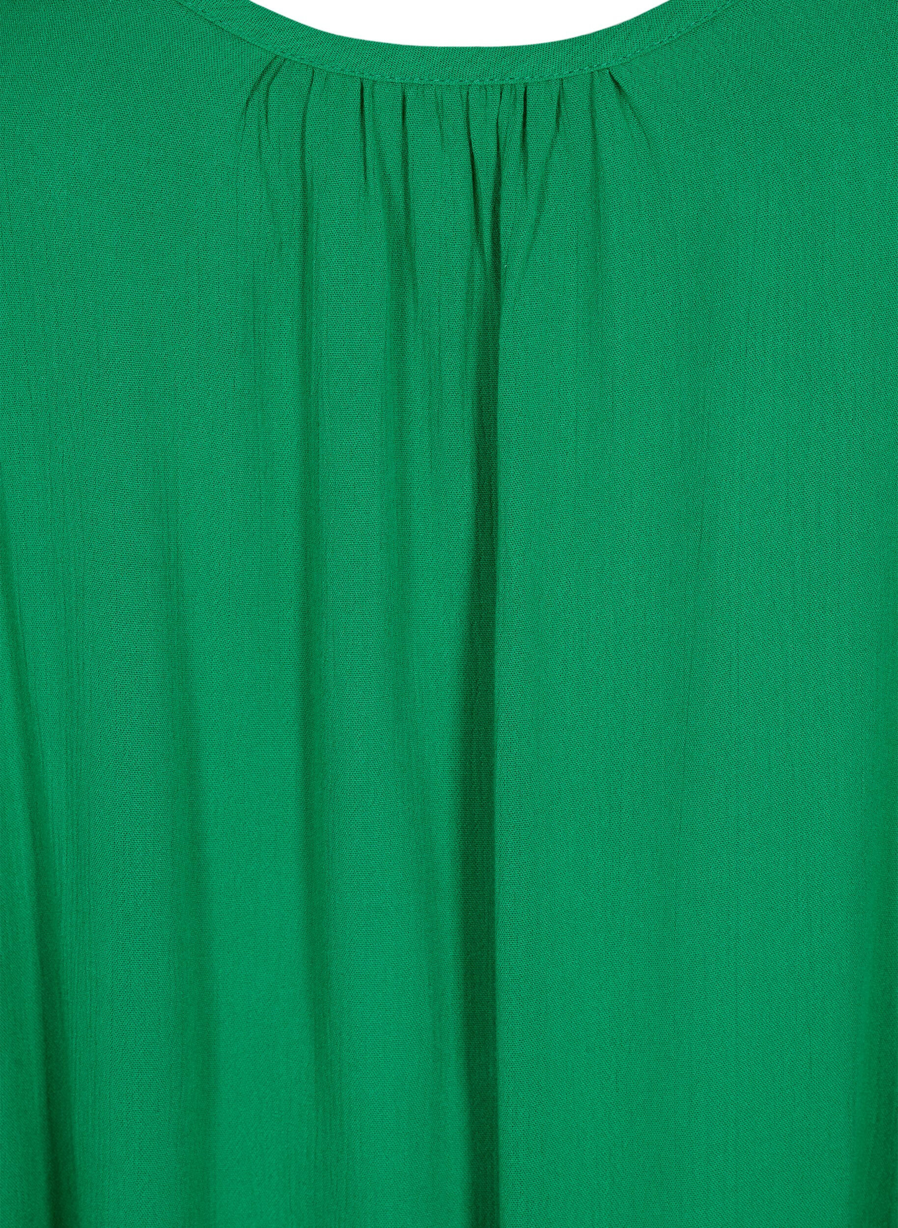 Zizzi Robe en viscose &agrave; n&oelig;uds de couleur unie, Vert, Packshot image number 2