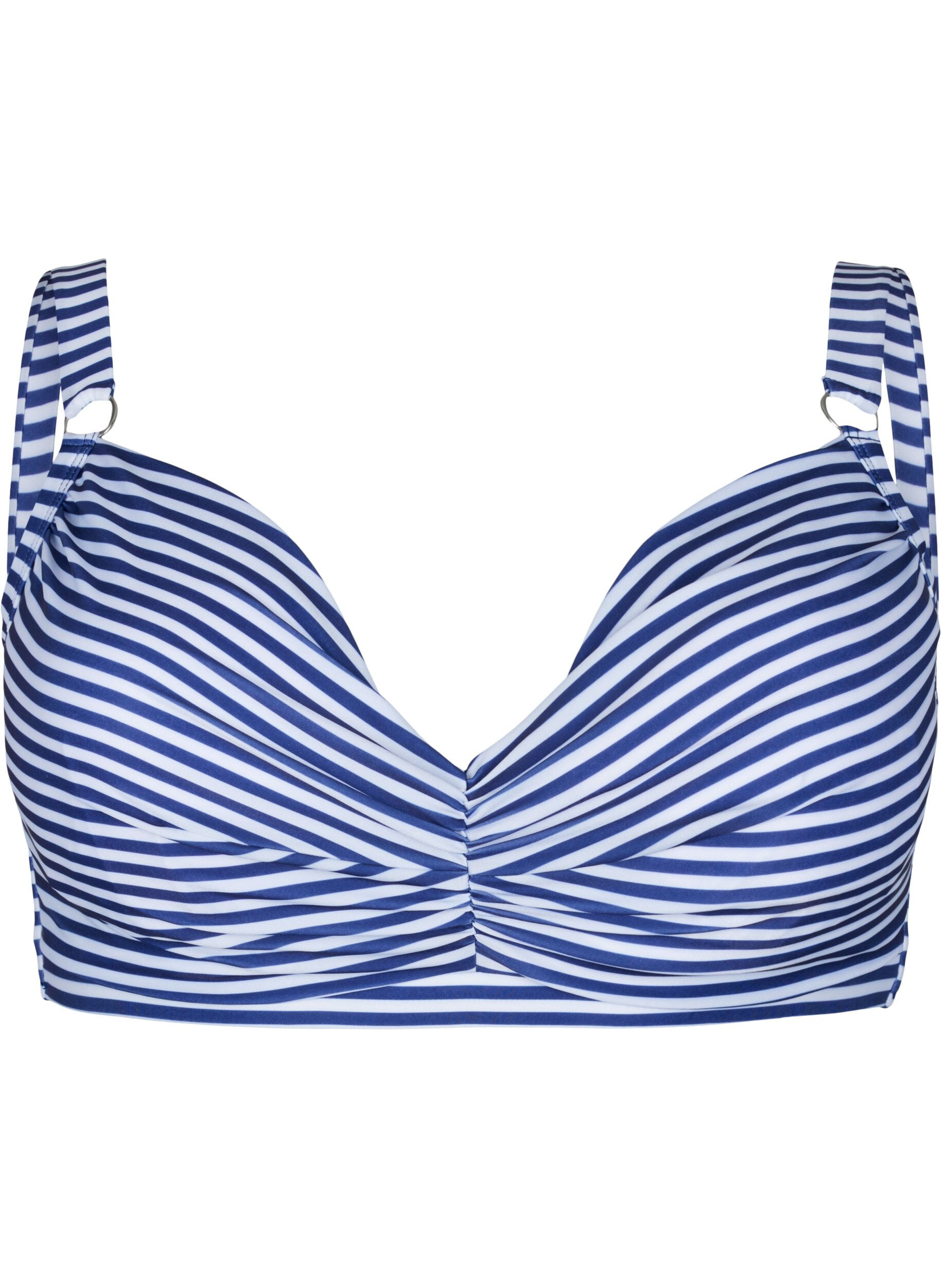 Zizzi Soutien-gorge de bikini imprim&eacute; avec armature, Blue Striped, Packshot image number 0