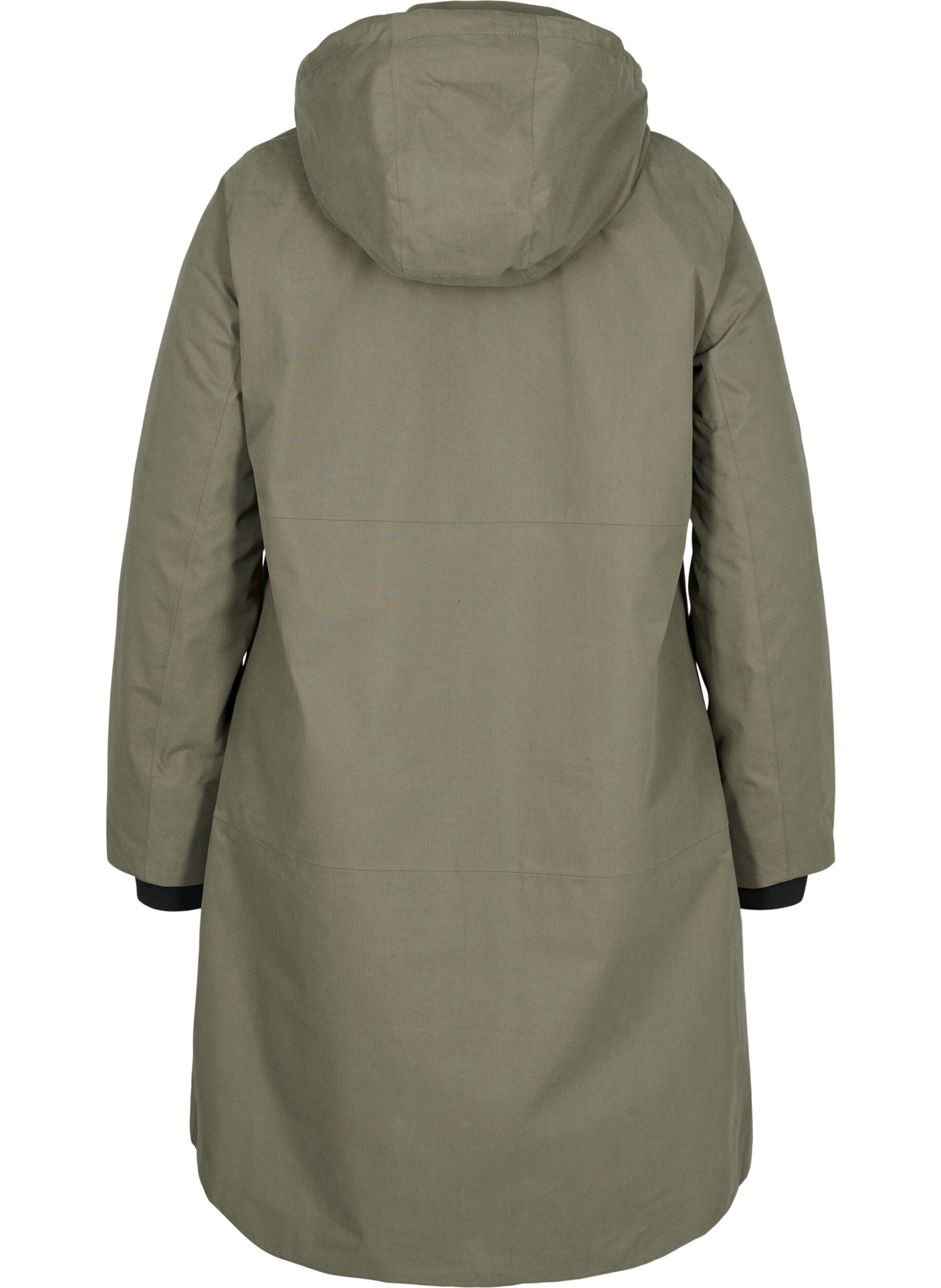 Zizzi Veste imperm&eacute;able avec capuche amovible, Dusty Olive, Packshot image number 1