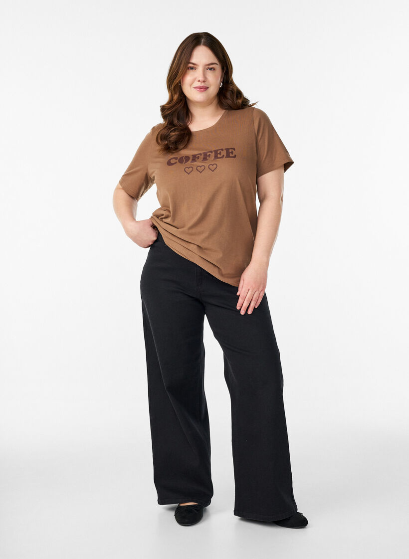 T-Shirt mit Print, Braun, Model image number 1