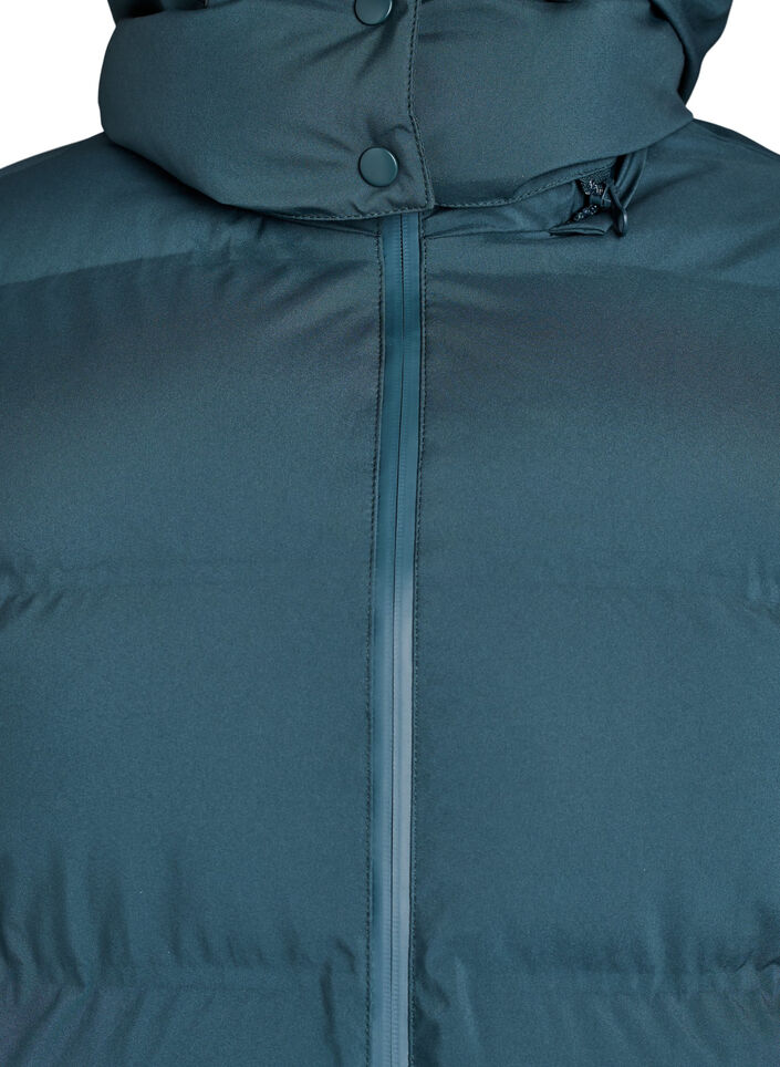 Kurze Steppjacke mit abnehmbarer Kapuze, Grün, Packshot image number 2