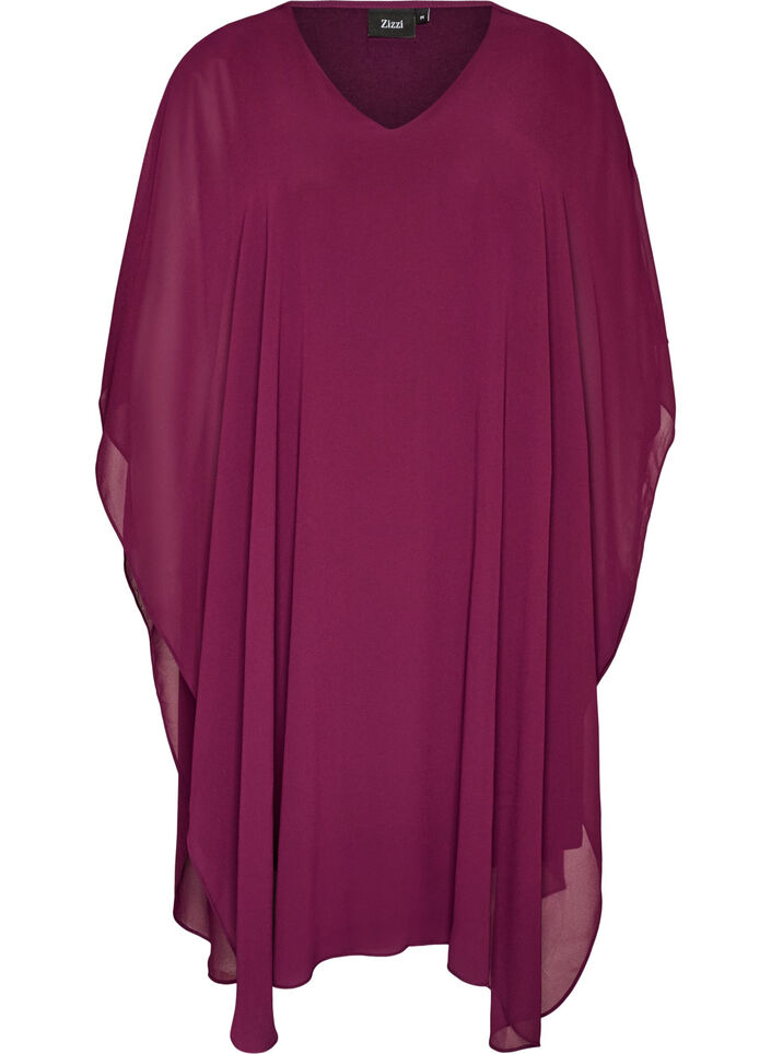 Robe courte en mousseline avec col en V, Violet, Packshot image number 0