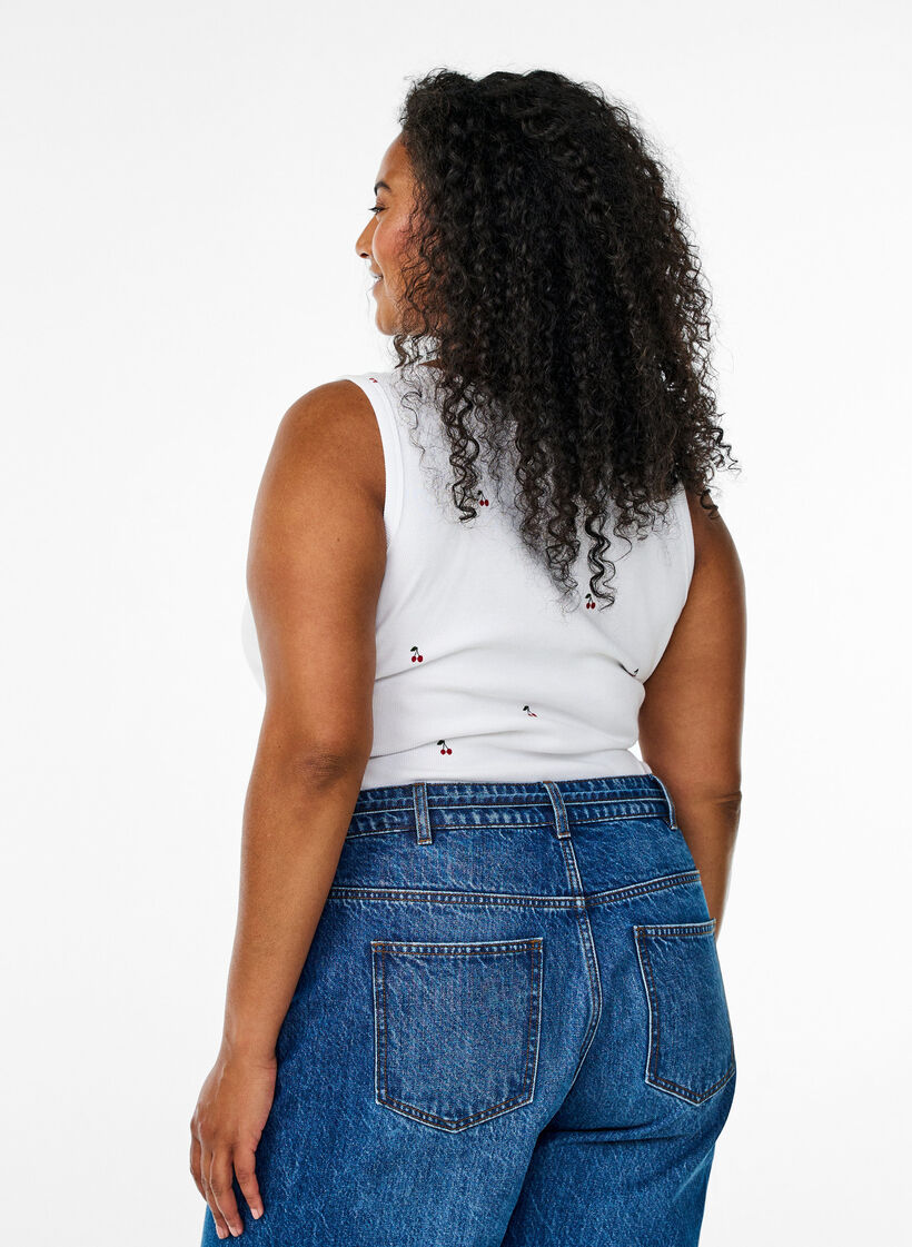 Haut ajust&eacute; avec motif, Blanc, Model image number 2