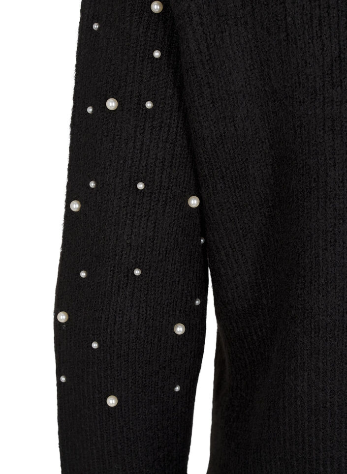 Cardigan en tricot avec des perles, Black White Pearls, Packshot image number 3