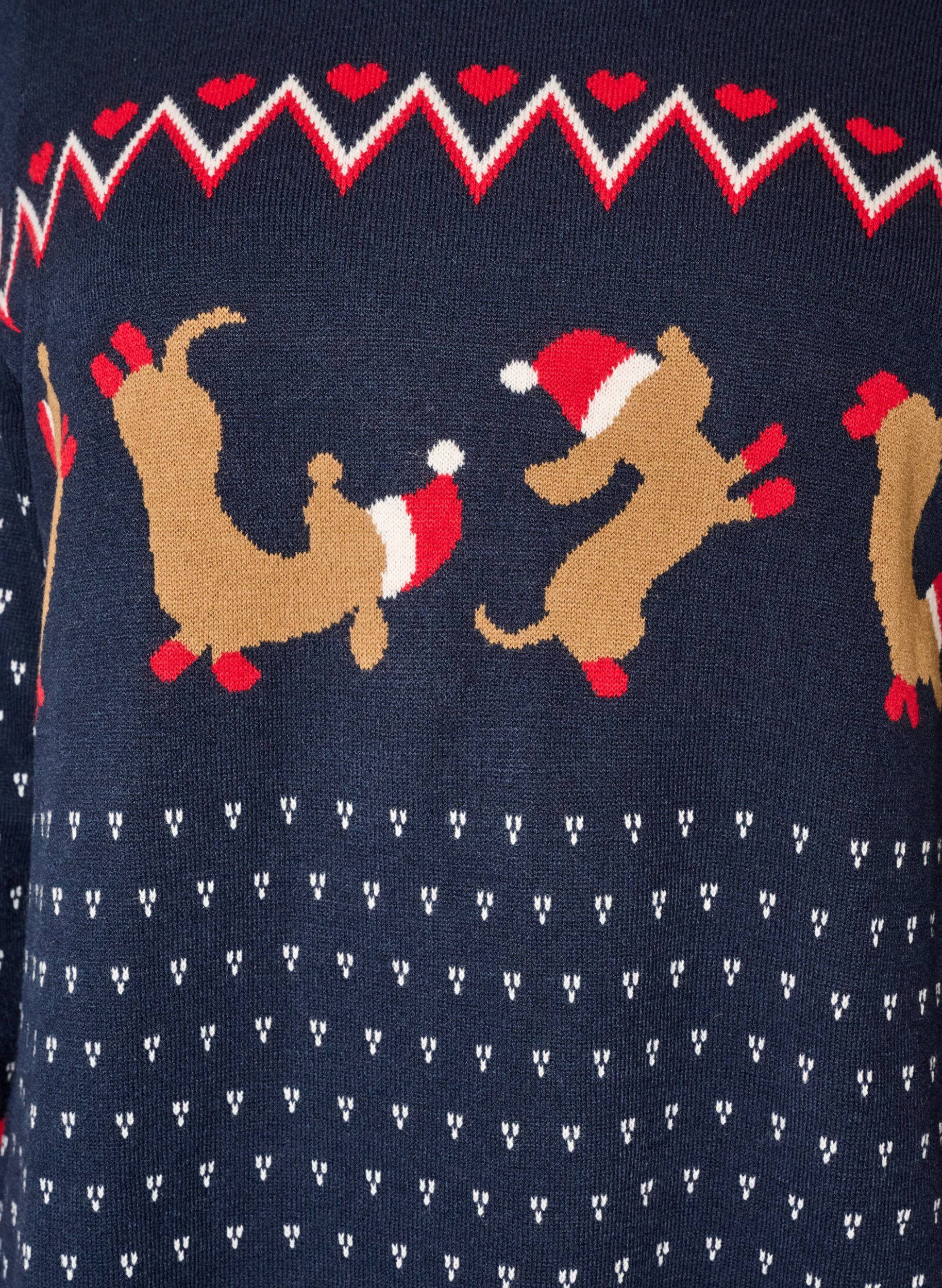 ZizziRobe courte en maille avec motif de No&euml;l, Bleu, Packshot image number 2