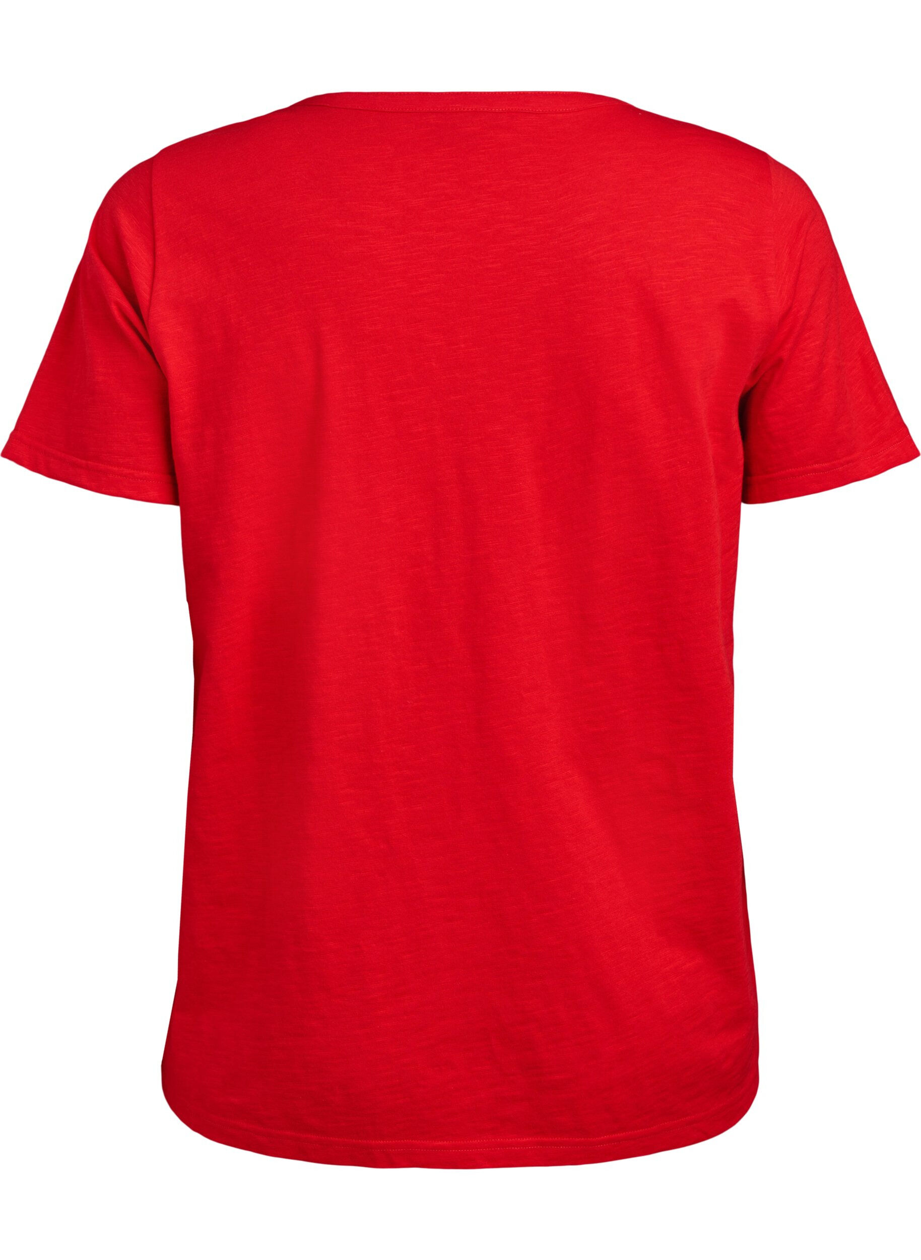 Zizzi T-shirt dot&eacute; de boutons, Rouge, Packshot image number 1