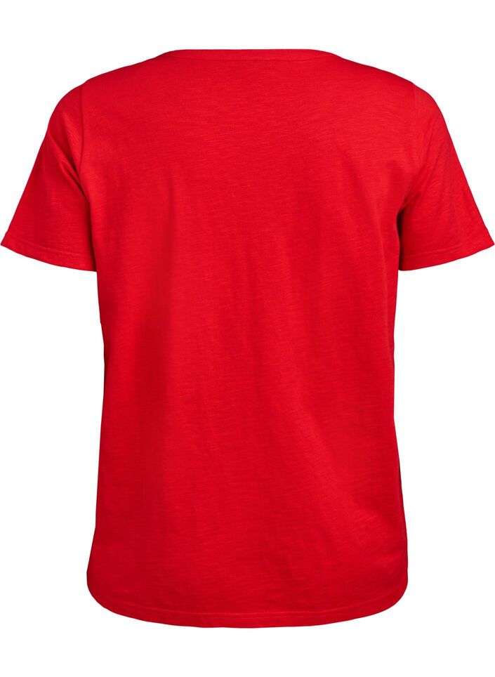 T-shirt dot&eacute; de boutons, Rouge, Packshot image number 1