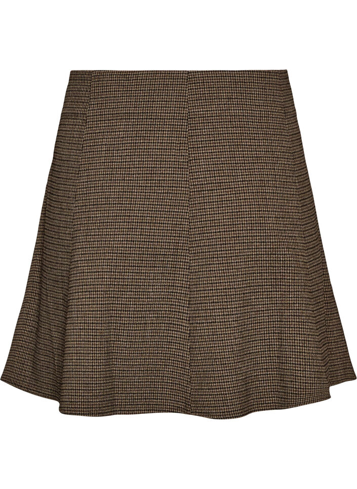 Jupe &eacute;vas&eacute;e &agrave; petits carreaux, Marron, Packshot image number 1