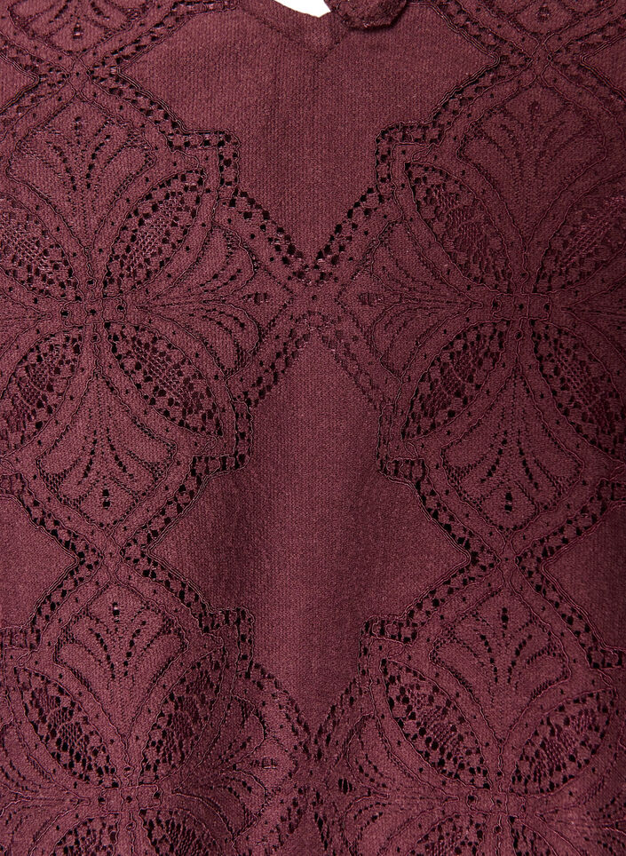 Blouse en dentelle &agrave; manches longues, Bordeaux fonc&eacute;, Packshot image number 2