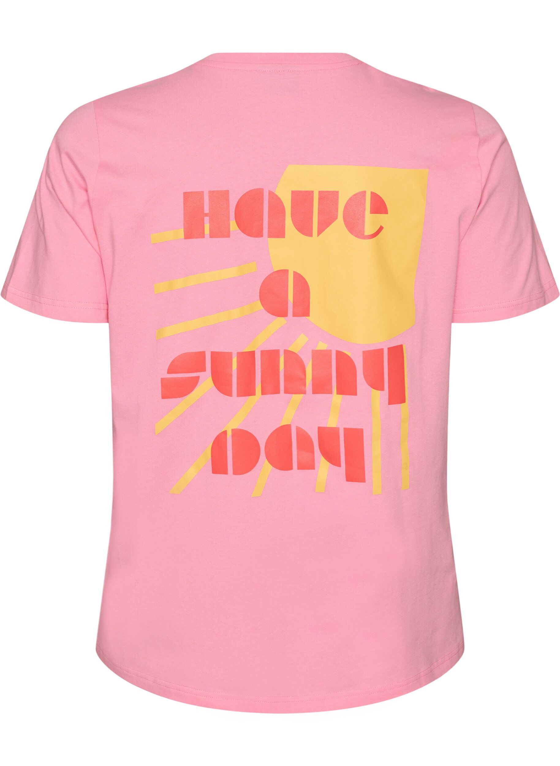 ZizziT-Shirt aus Bio-Baumwolle mit Textmotiv, Pink, Packshot image number 1