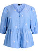 Bluse aus Baumwolle mit gestickten Blumen und Knopfverschluss, Blau, Packshot image number 0