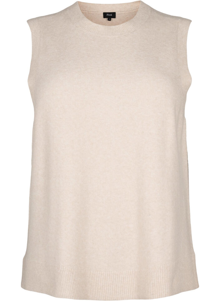 Gilet en tricot avec bord côtelé, Pumice Stone Mel., Packshot image number 0