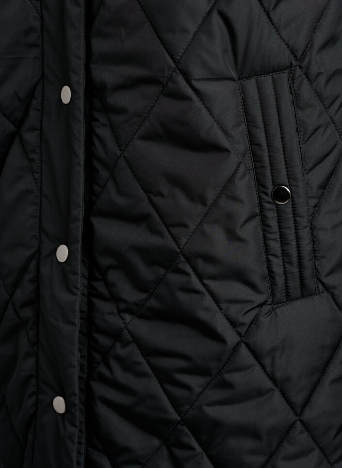 Gilet long matelass&eacute; avec boutons-pression, Noir, Packshot image number 3