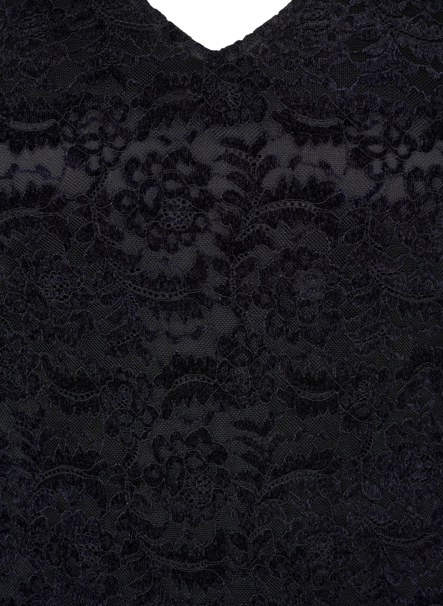 Zizzi Spitzen-Body mit langen &Auml;rmeln, Black, Packshot image number 2