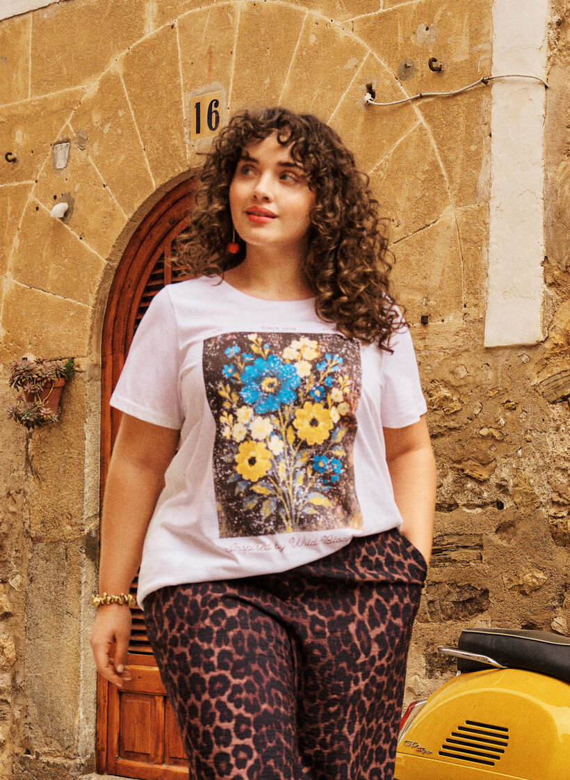 T-Shirt aus Baumwolle mit Frontprint, Wei&szlig;, Image image number 0