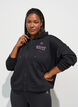 Sweat &agrave; capuche zipp&eacute; avec imprim&eacute; sur la poitrine, Noir, Model image number 0