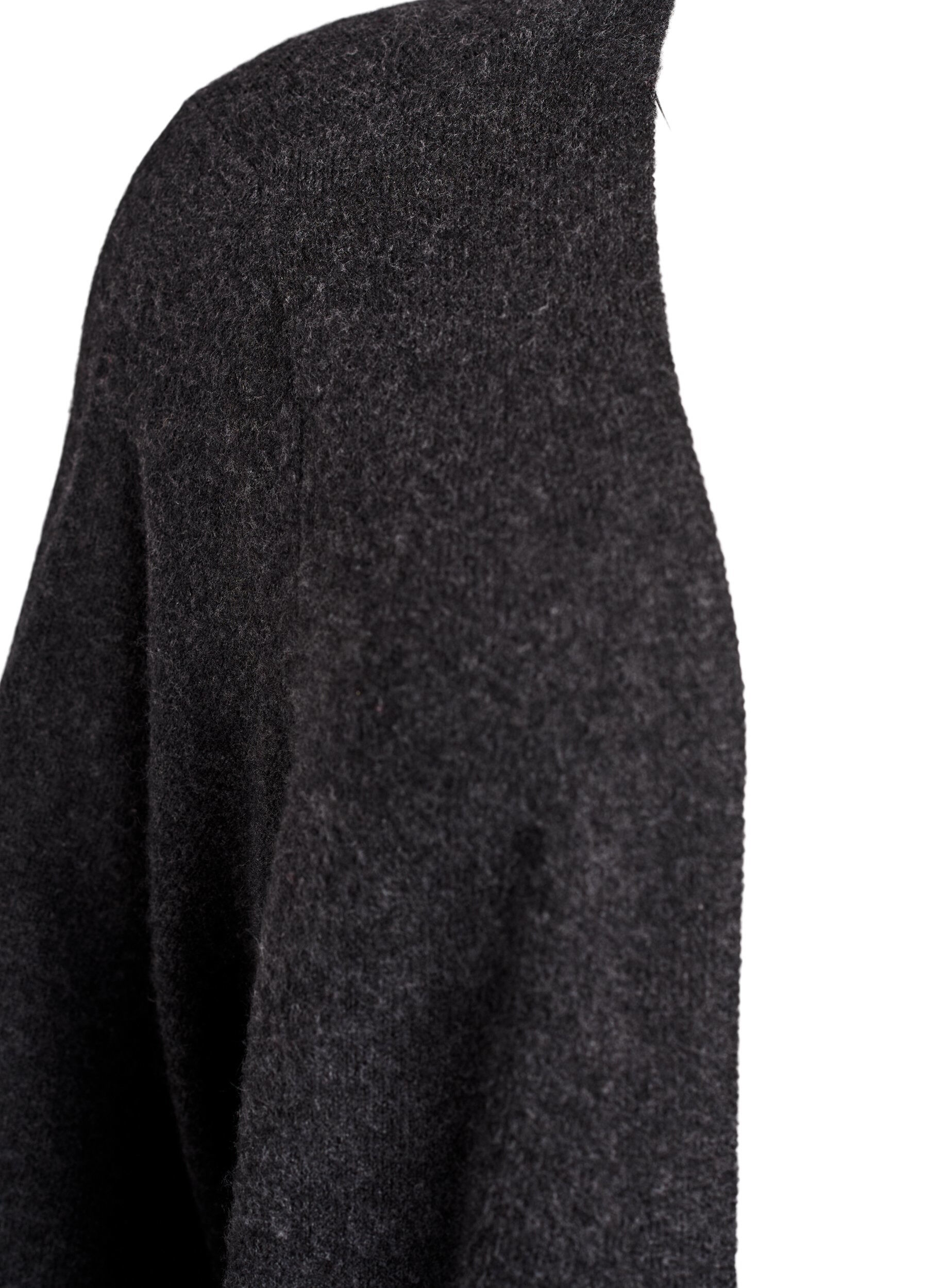 Zizzi Cardigan long en maille avec poches, Gris anthracite, Packshot image number 2