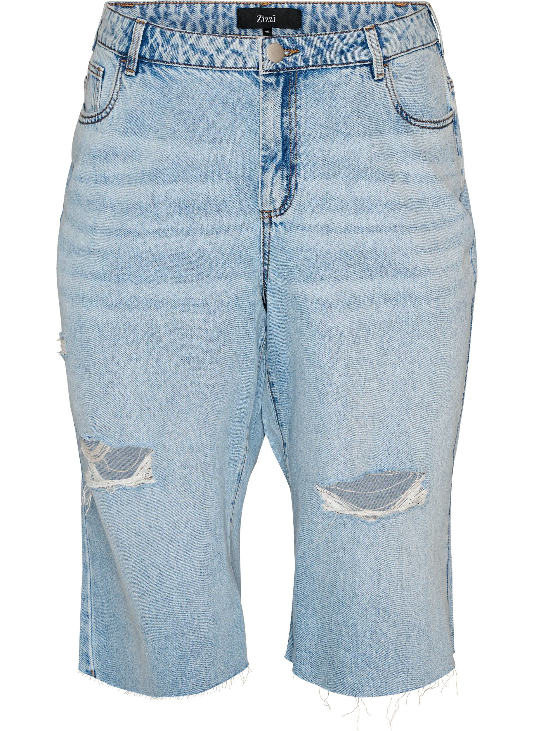 Jean cropped &agrave; effet us&eacute; et bords bruts
