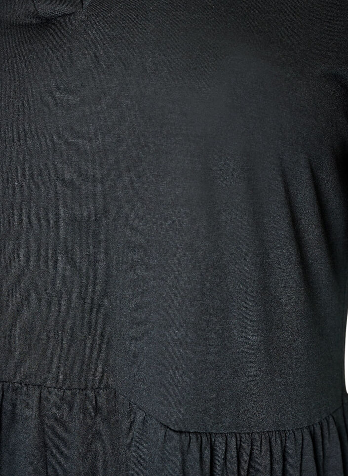 Jerseykleid mit Spitzendetails und mehrlagigem Rock, Schwarz, Packshot image number 2