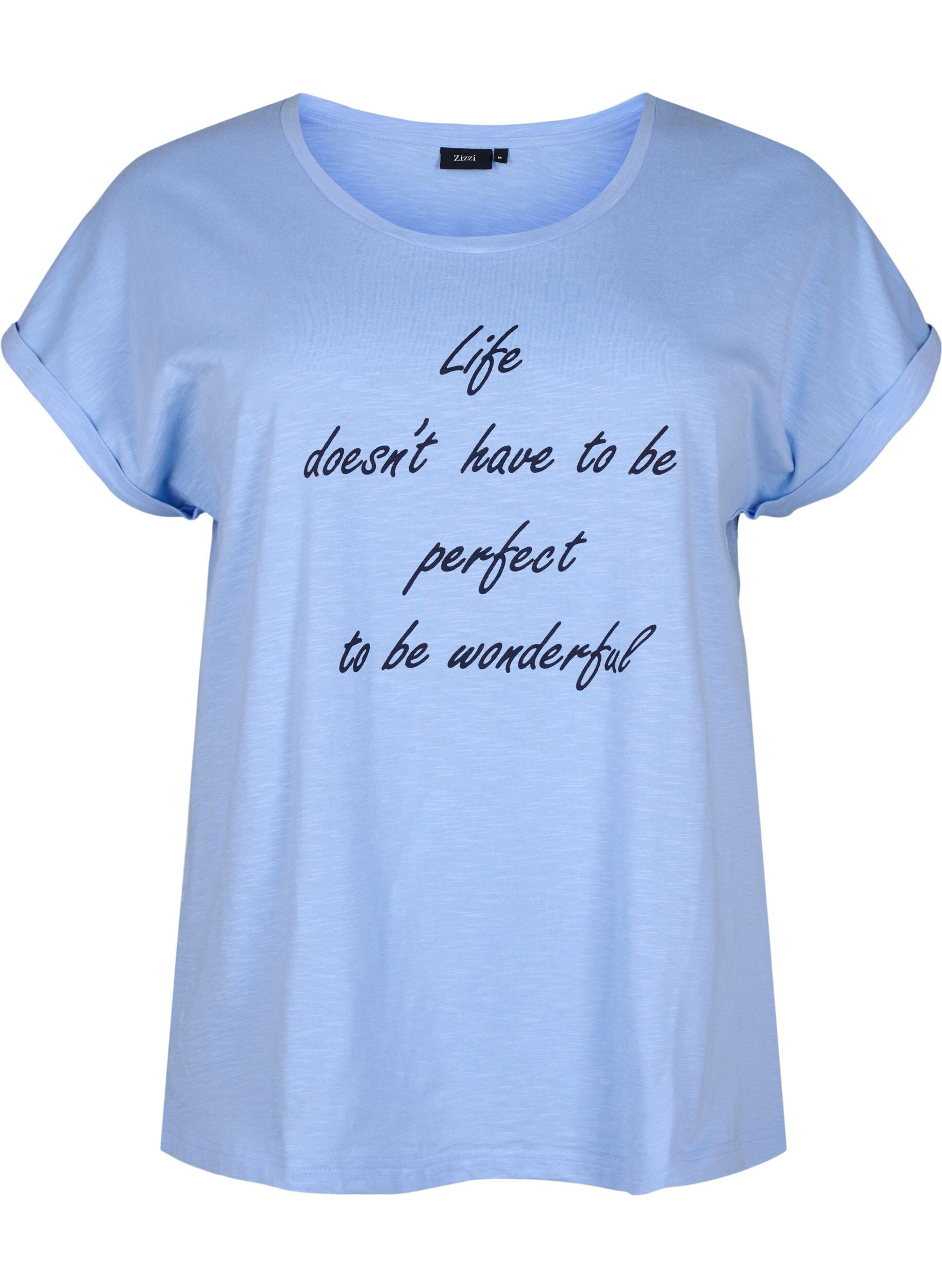 Zizzi T-shirt imprim&eacute; en coton biologique, Serenityw.Navy Print, Packshot image number 0