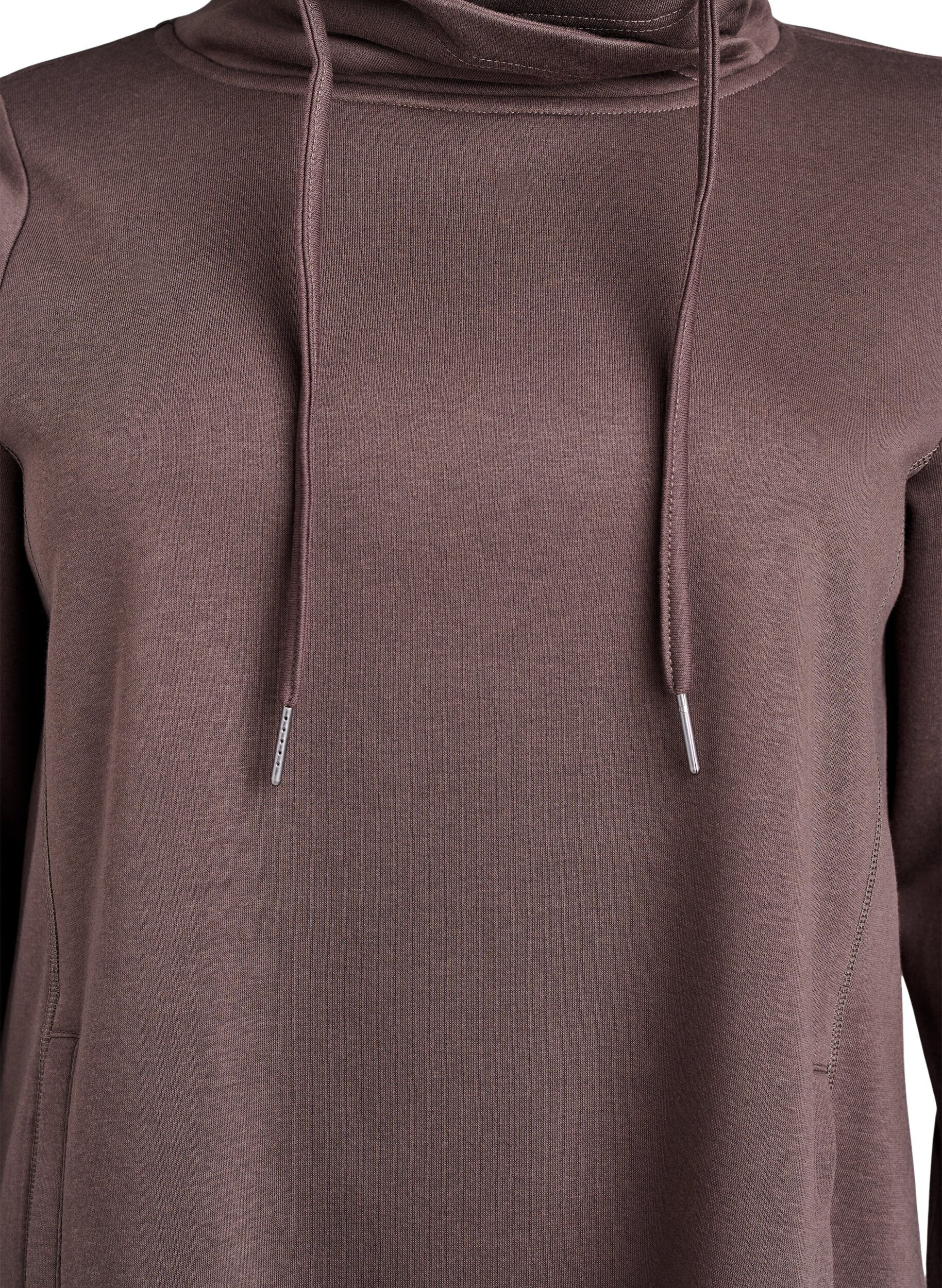 Zizzi Kurzes Sweatshirtkleid mit Stehkragen und Taschen, Braun, Packshot image number 2