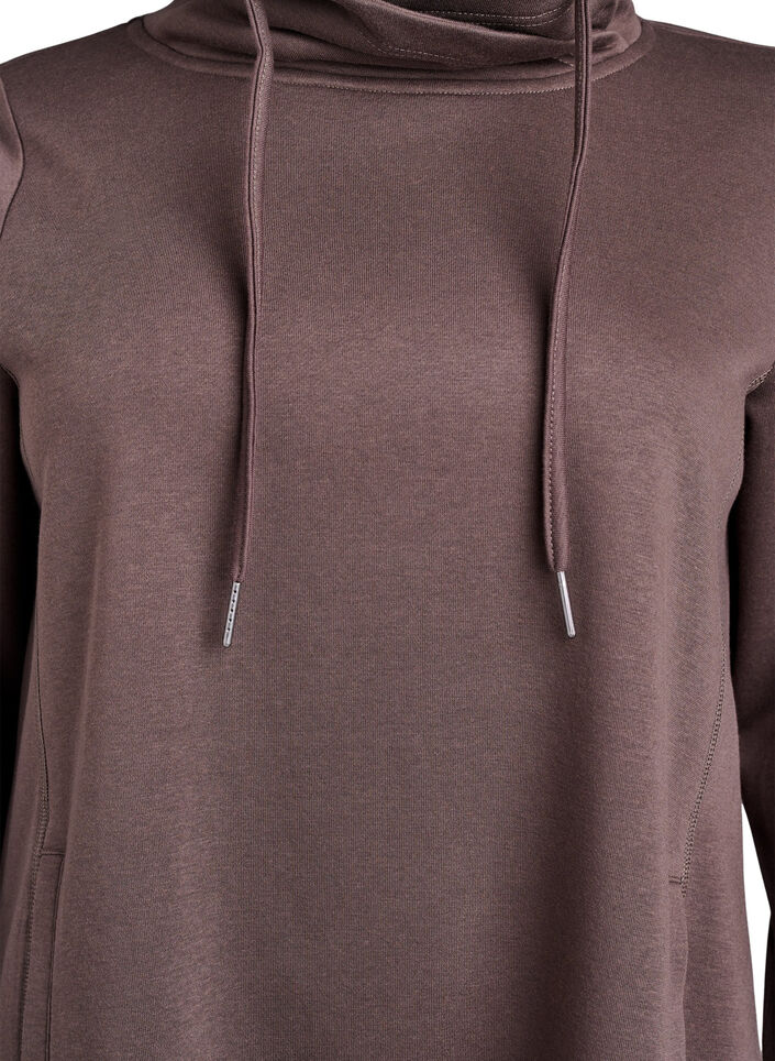 Kurzes Sweatshirtkleid mit Stehkragen und Taschen, Braun, Packshot image number 2