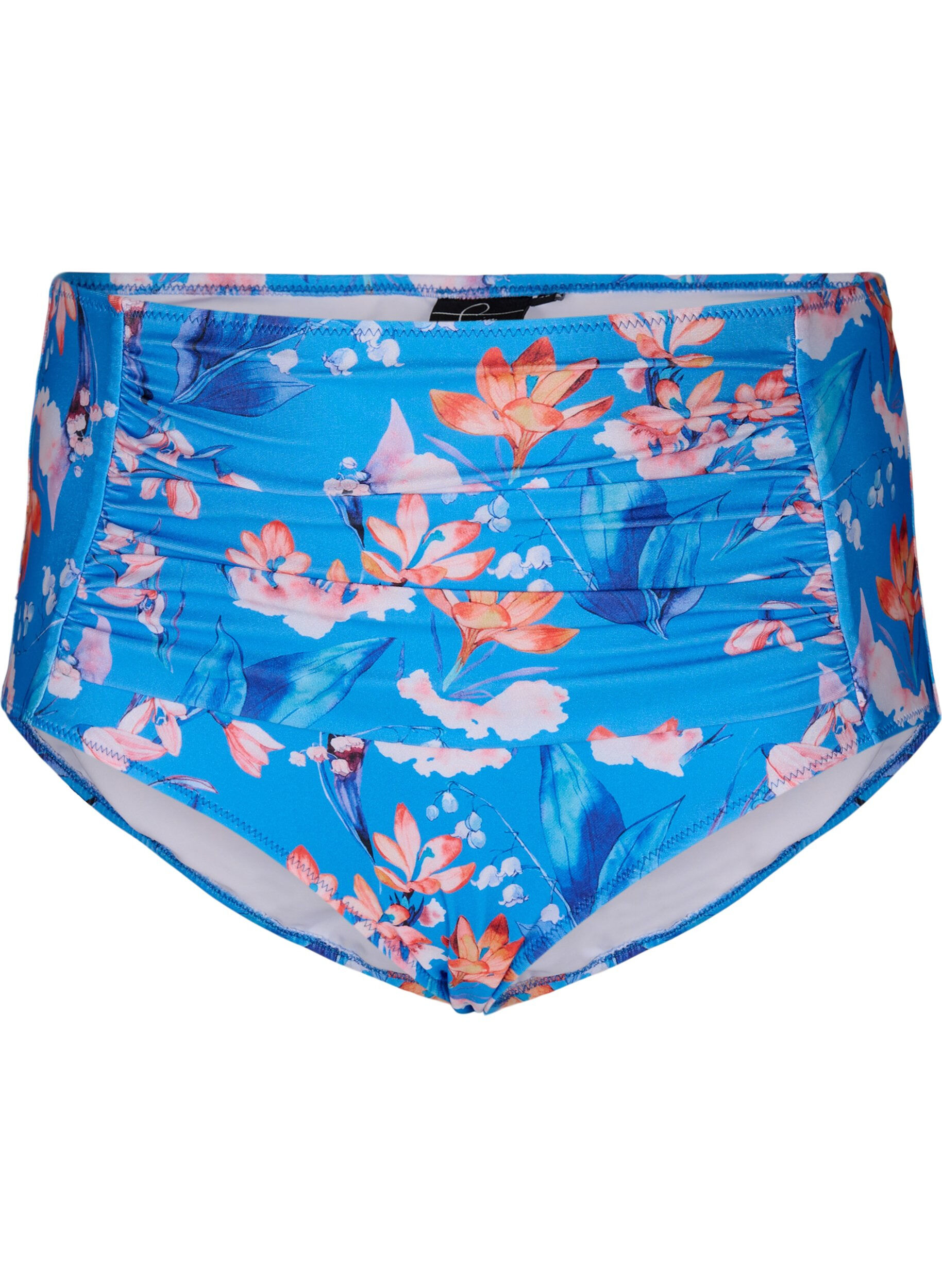 Zizzi Extra hoch taillierte Bikini-Hose mit Print, Blau, Packshot image number 0