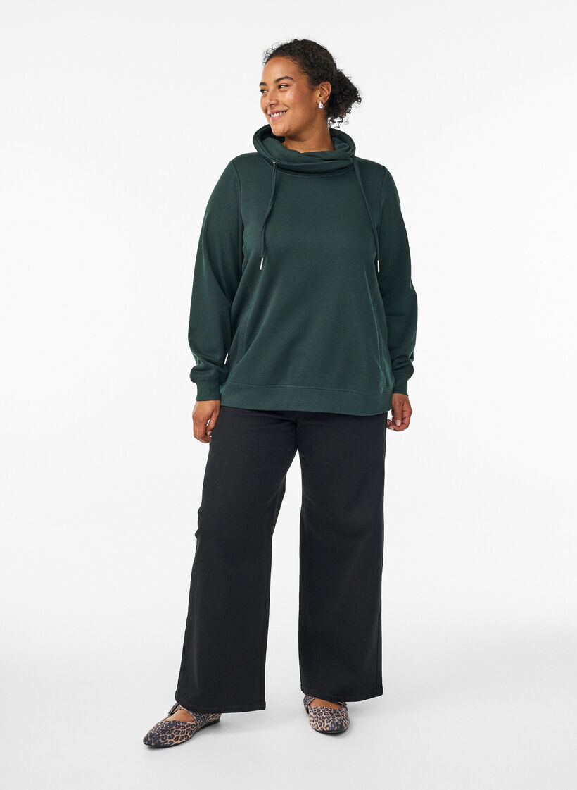Sweatshirt mit Stehkragen und Taschen, Gr&uuml;n, Model image number 1