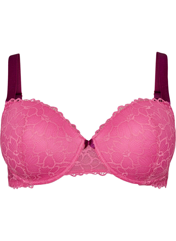 Soutien-gorge avec dentelle et bonnets coqu&eacute;s, Rose, Packshot image number 0