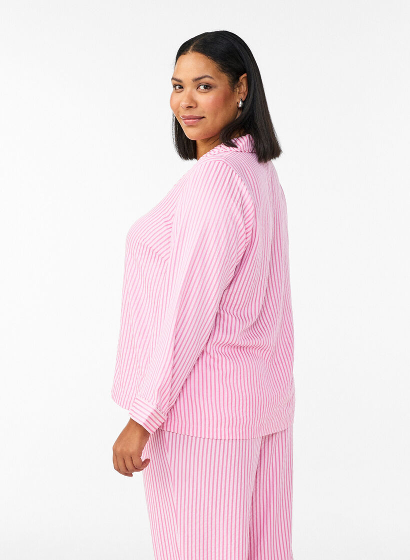 Pyjamahemd aus Seersucker mit langen &Auml;rmeln, Pink, Model image number 2