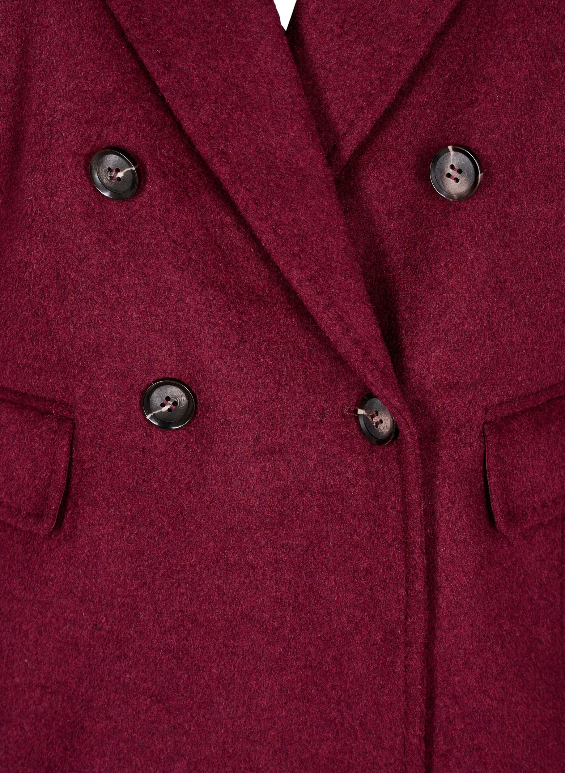 Zizzi Blazer &agrave; double boutonnage et revers classiques, Bordeaux, Packshot image number 2