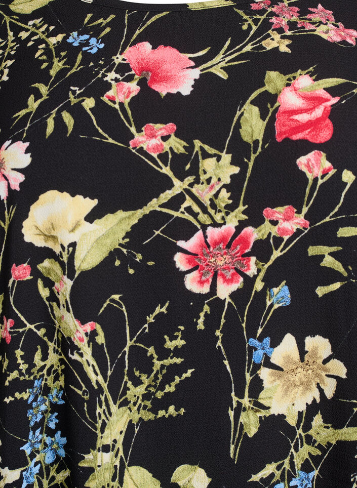 Kleid mit Aufdruck und kurzen &Auml;rmeln, Schwarz, Packshot image number 2