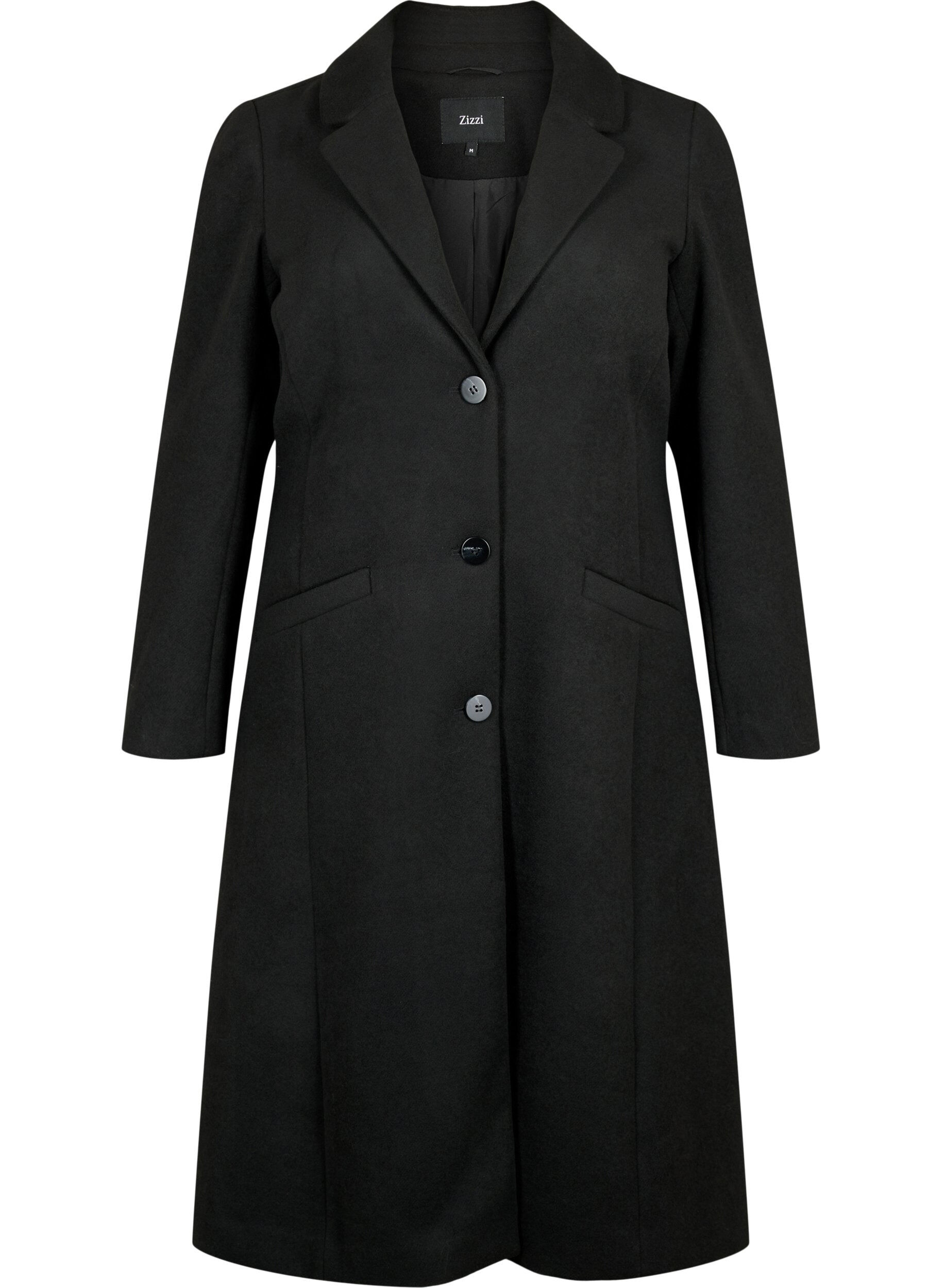 Zizzi Manteau avec boutons et poches, Black, Packshot image number 0