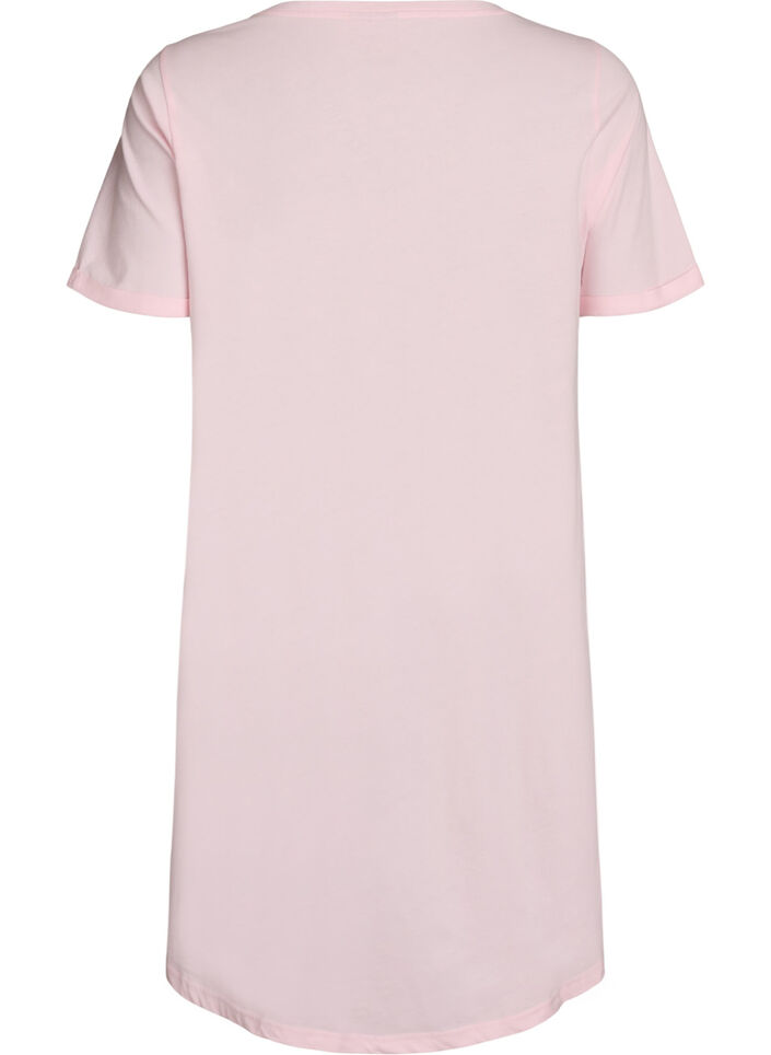 Chemise de nuit &agrave; manches courtes en coton biologique, Rose, Packshot image number 1