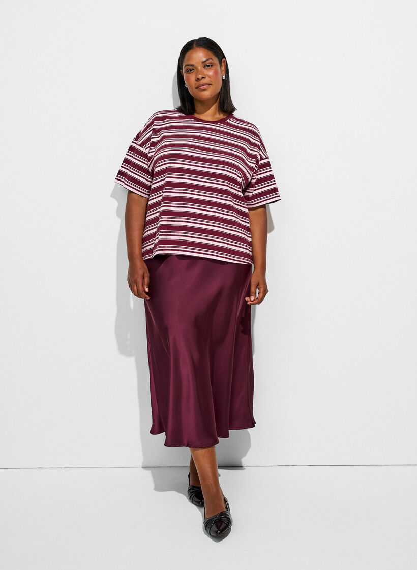 Jupe midi en satin, Bordeaux, Model image number 0
