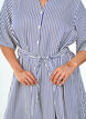 Robe-chemise longue jusqu&rsquo;aux chevilles avec ceinture &agrave; nouer et rayures, Bleu, Model image number 3