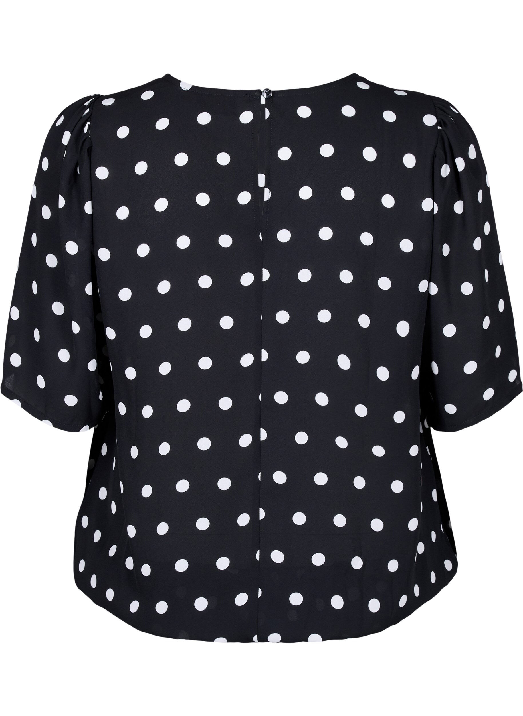 Zizzi Gepunktete Bluse mit kurzen &Auml;rmeln, Black W. White Dot, Packshot image number 1