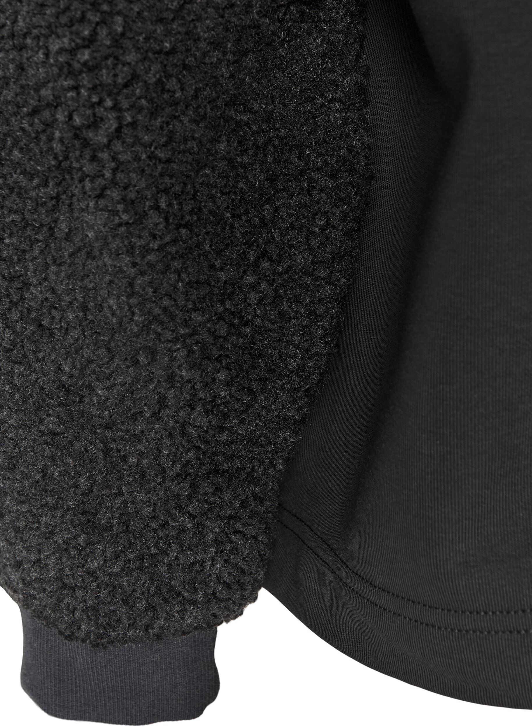 ZizziSweatshirt avec manches en mati&egrave;re teddy et col montant, Gris anthracite, Packshot image number 3