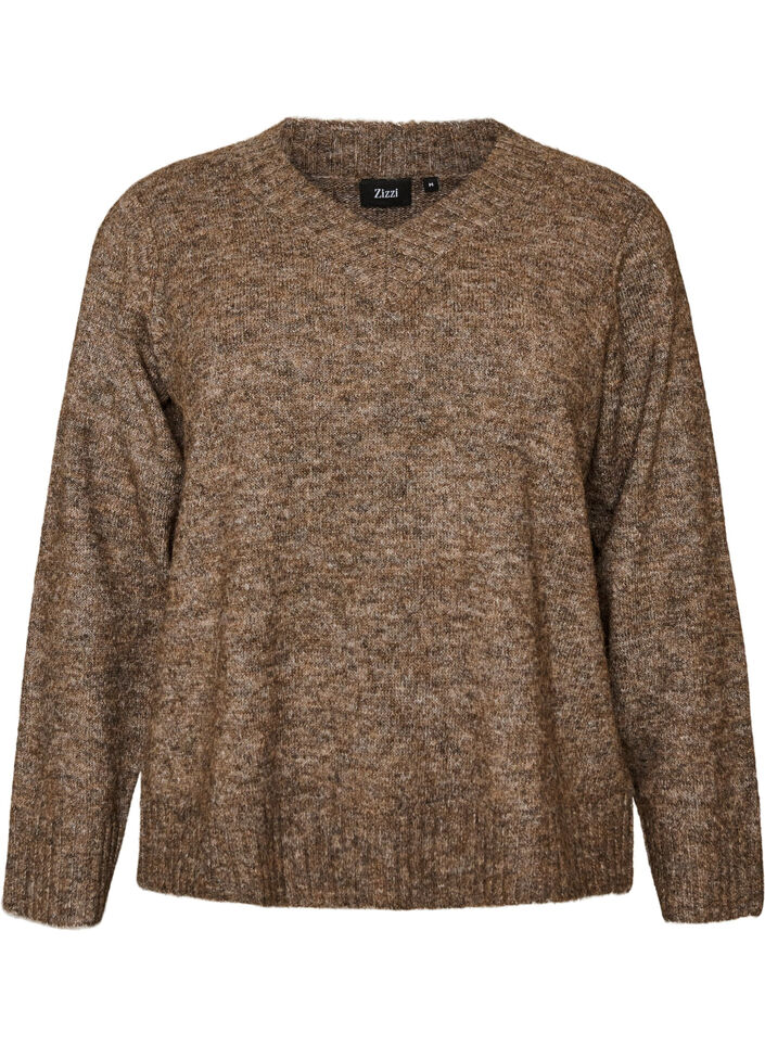 Pull col V, Marron, Packshot image number 0